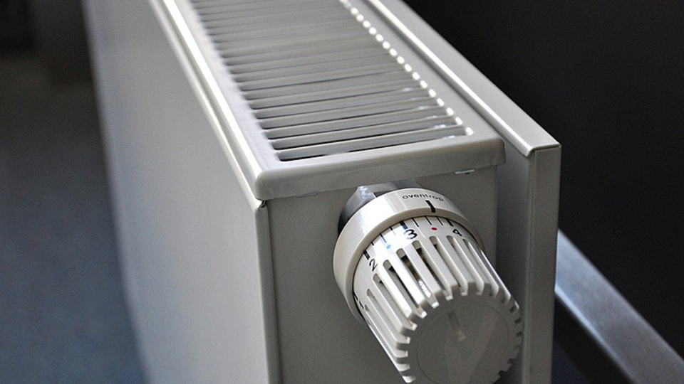 White radiator with grey background